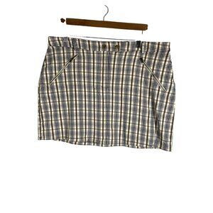 Forever 21 Plaid Mini Skirt Tan 2X Academia School Preppy Skater Neutral Classic